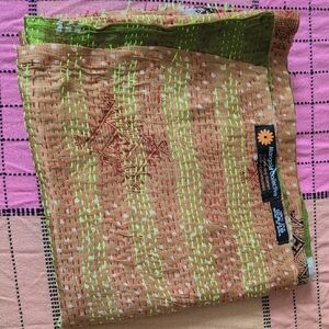 Handcrafted Green and Tan Scarf